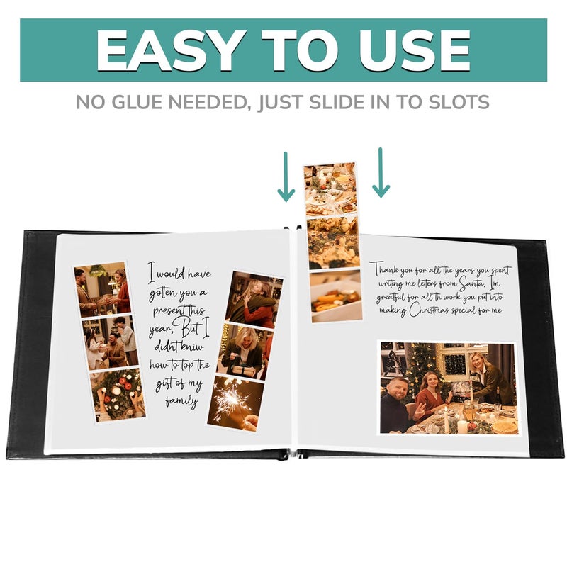 pbf PHOTO BOOTH FRAMES pbf 12x12 Photo Album, Guest Book with Photo Insert, Black Scrapbook with Plastic Sleeves & White Pages, Memory Book, Wedding Scrapbook - Image 5